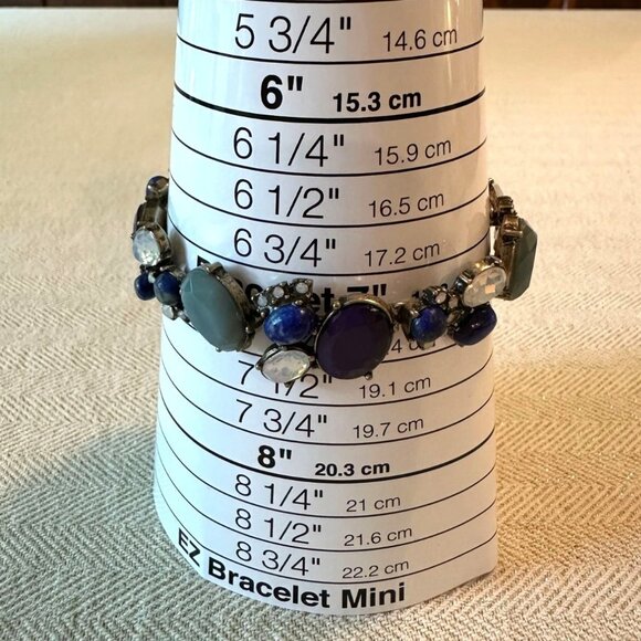 Loft Y2K Style Gemstone-Inspired Bracelet W/ Toggle Closure & Mixed Blue Stones - Picture 4 of 6